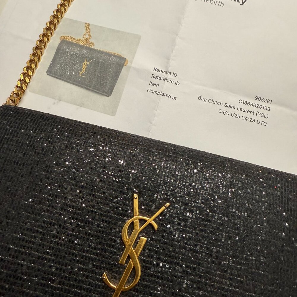 SAINT LAURENT  (YSL) Rare Glitter Chain Crossbody & Clutch Bag - Picture 2 of 13